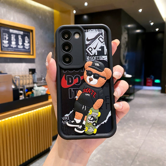 Samsung S22 5G Bear Soft Silicone Cute 3D Cartoon Back Cover Case - Bear