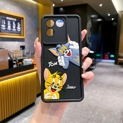 Vivo T2 Pro / iQoo Z7 Pro 5G Tom & Jerry Soft Silicone Cute 3D Cartoon Back Cover Case - Tom & Jerry