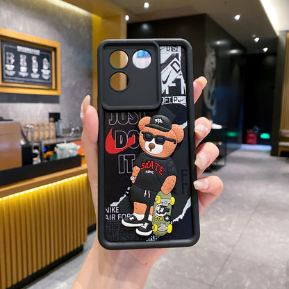 Vivo T2 Pro / iQoo Z7 Pro 5G Bear Soft Silicone Cute 3D Cartoon Back Cover Case - Bear