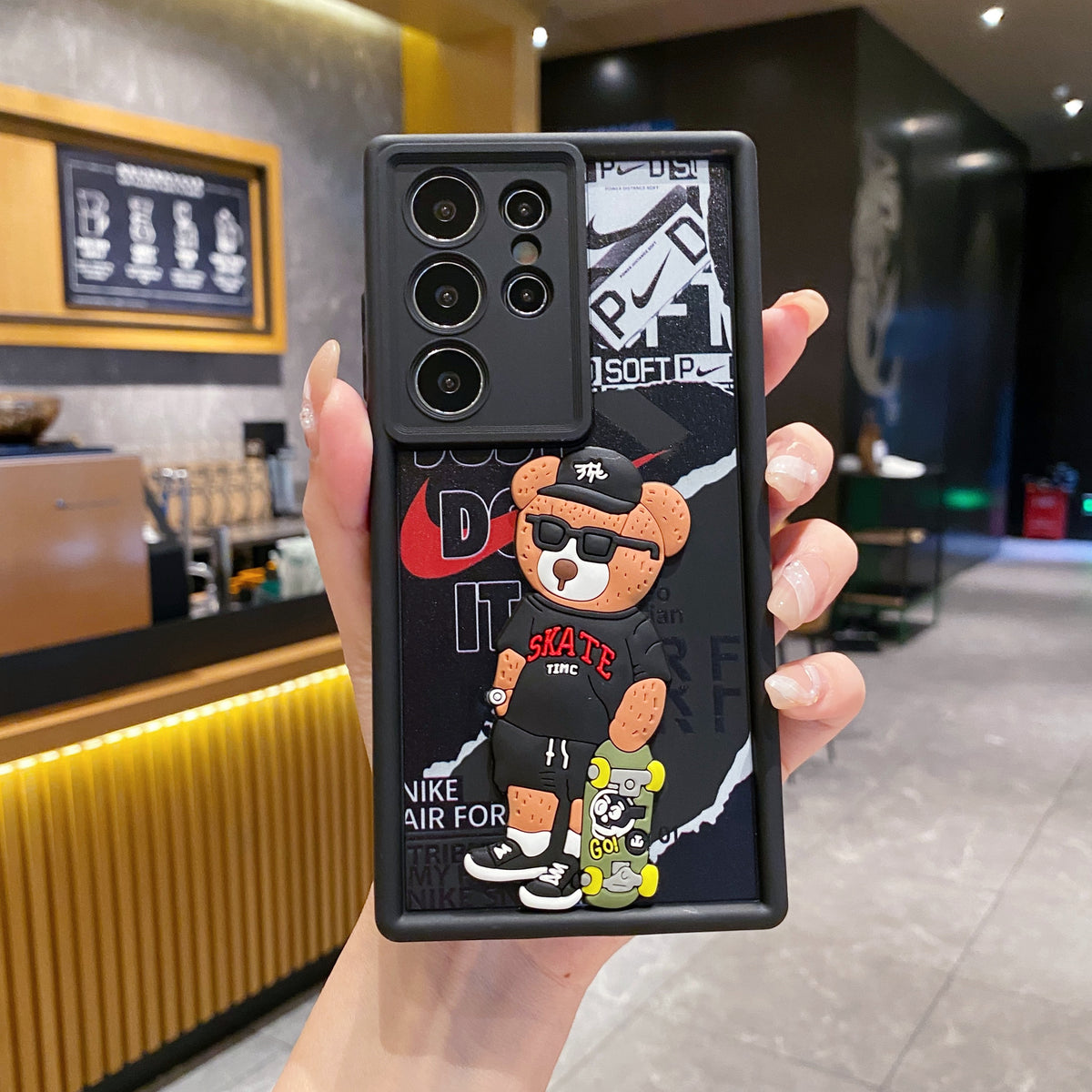 Samsung S24 Ultra 5G Bear Soft Silicone Cute 3D Cartoon Back Cover Case - Bear