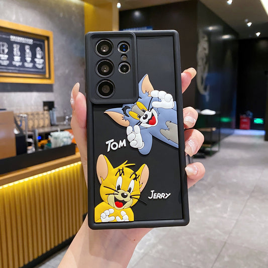 Samsung S23 Ultra 5G Tom & Jerry Soft Silicone Cute 3D Cartoon Back Cover Case - Tom & Jerry