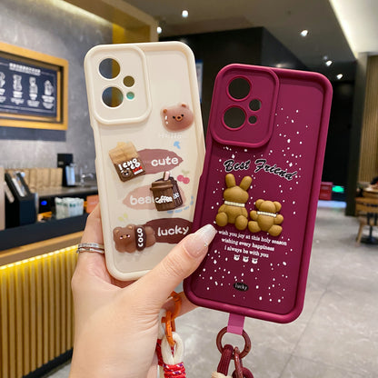 OnePlus Nord Ce 2 Lite 5G Teddy Bear Soft Silicone Lanyard Back Cover Case - Lanyard 3