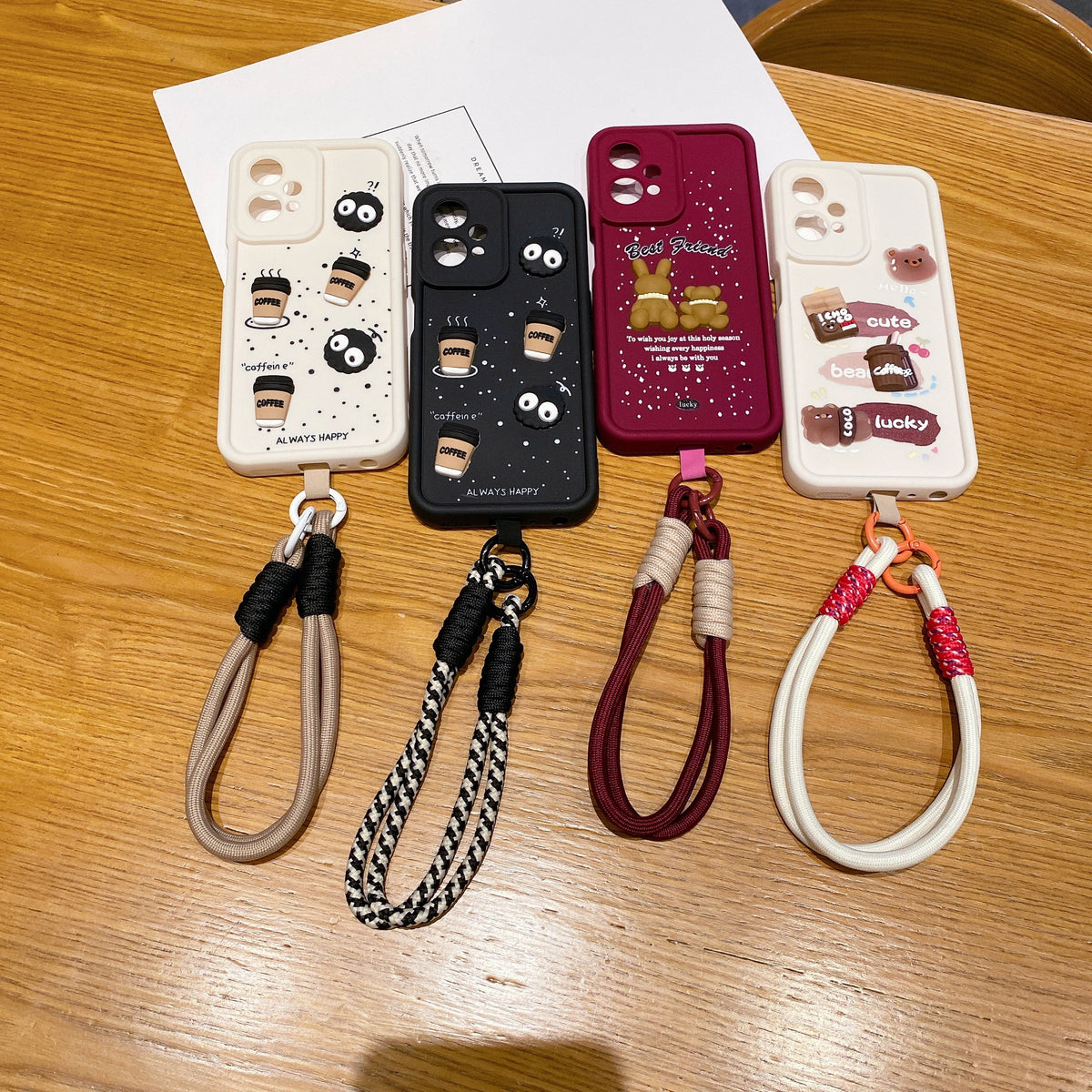 Samsung A14 5G Coffee Soft Silicone Lanyard Back Cover Case - Lanyard 1
