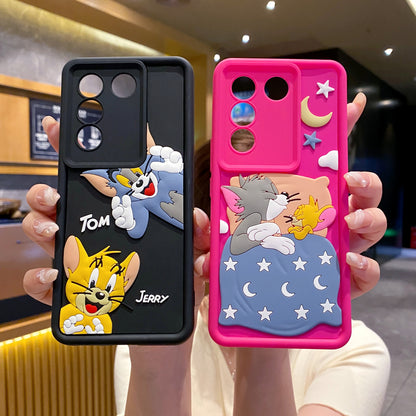 Vivo T2 Pro / iQoo Z7 Pro 5G Tom & Jerry Soft Silicone Cute 3D Cartoon Back Cover Case - Tom & Jerry