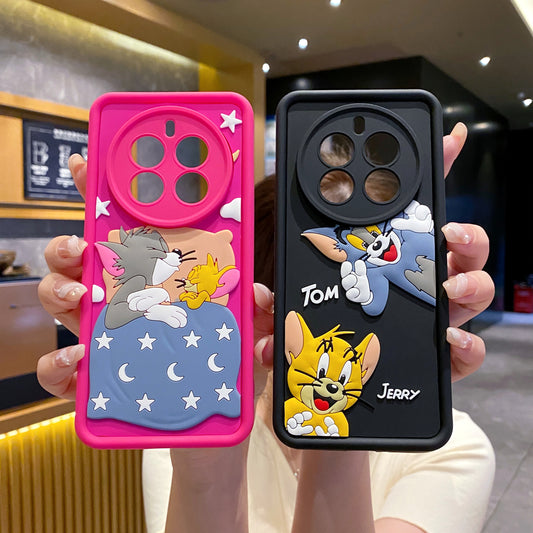 Realme 12 Pro/12 Pro+ 5G Tom & Jerry Soft Silicone Cute 3D Cartoon Back Cover Case - Tom & Jerry