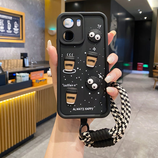 Vivo Y16 5G Coffee Soft Silicone Lanyard Back Cover Case - Lanyard 1