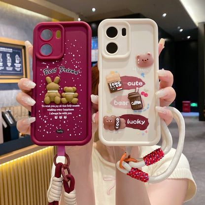 Vivo Y56 5G Teddy Bear Soft Silicone Lanyard Back Cover Case - Lanyard 3