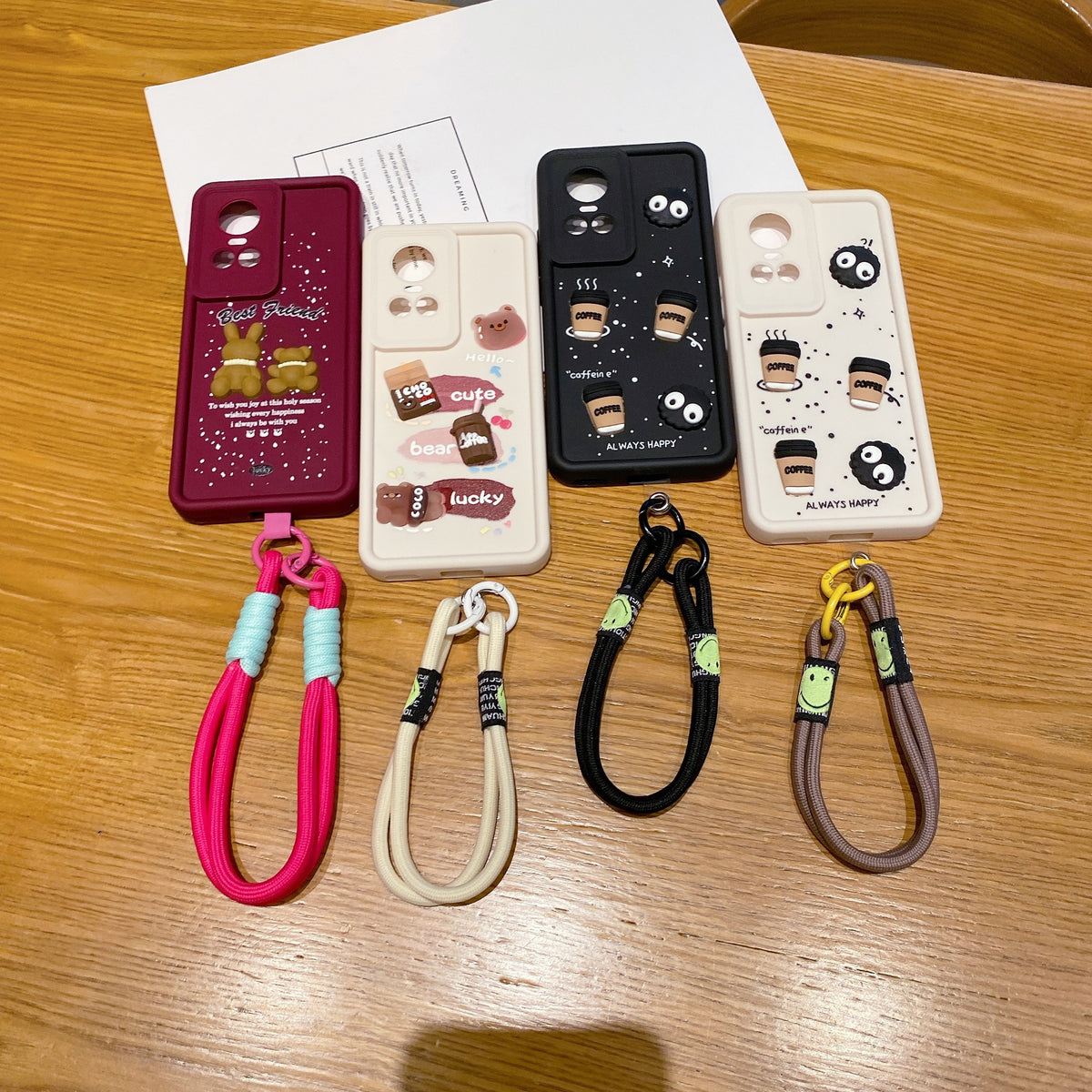 Oppo Reno 10/10 Pro 5G Coffee Soft Silicone Lanyard Back Cover Case - Lanyard 4