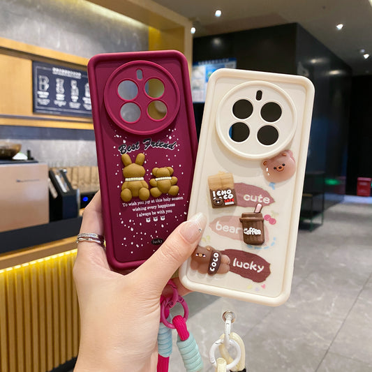Realme 12 Pro/12 Pro+ 5G Coffee Soft Silicone Lanyard Back Cover Case - Lanyard 4