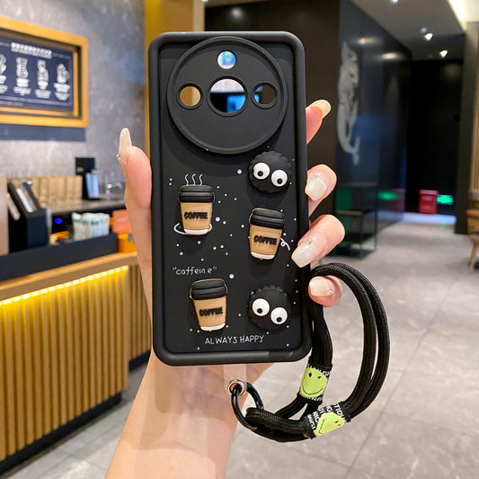 Realme 11 Pro/11 Pro Plus 5G Coffee Soft Silicone Lanyard Back Cover Case - Lanyard 1