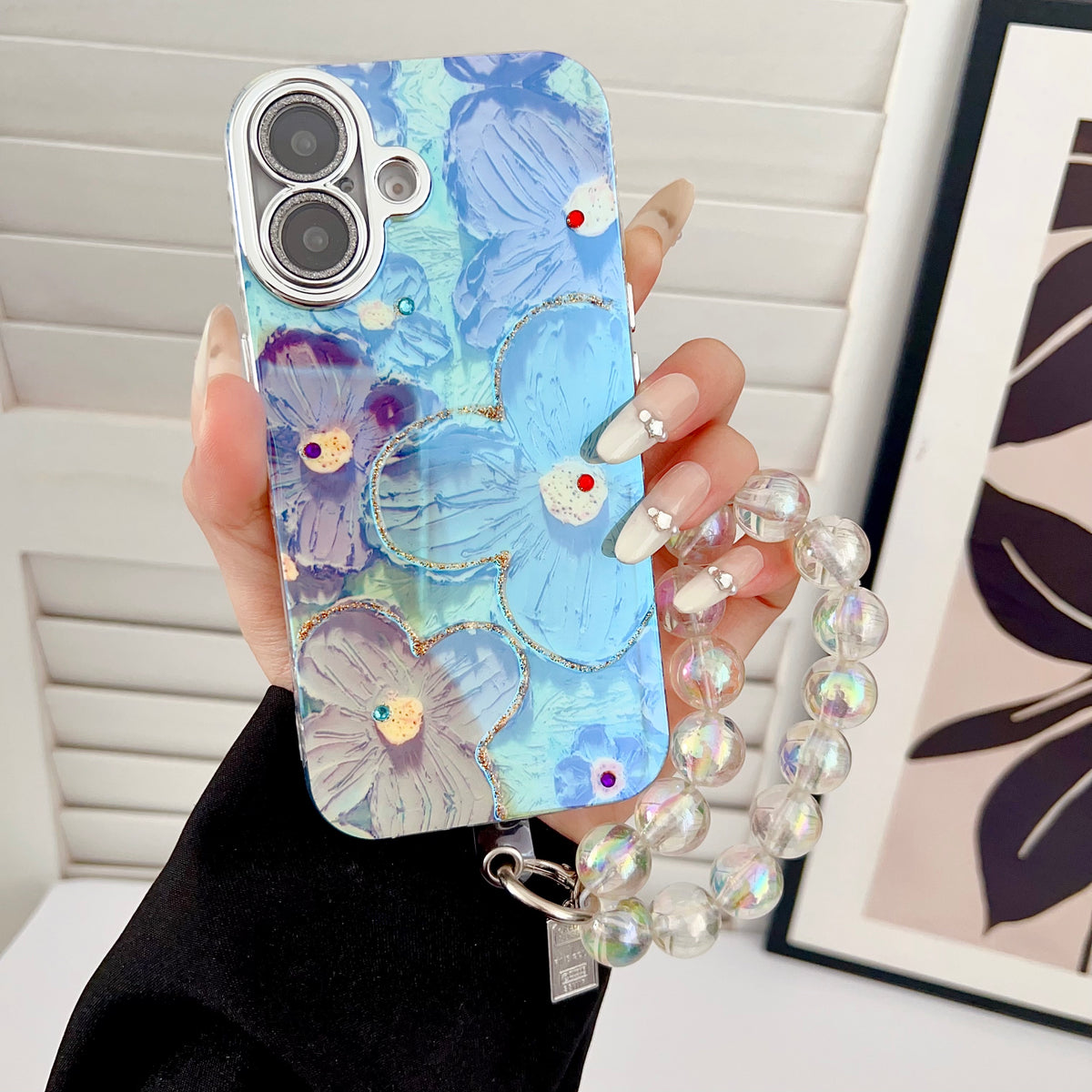 Apple iPhone 16 Series 3D Hot Trending Charms Rhinestone Flowers case - Pattern 3