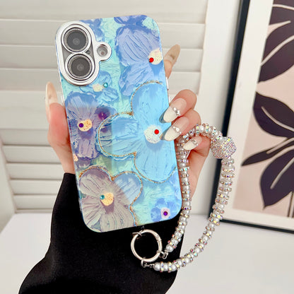 Apple iPhone 16 Series 3D Hot Trending Charms Rhinestone Flowers case - Pattern 4