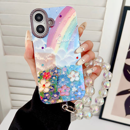 Apple iPhone 16 Series 3D Hot Trending Charms Rhinestone Flowers case - Pattern 1
