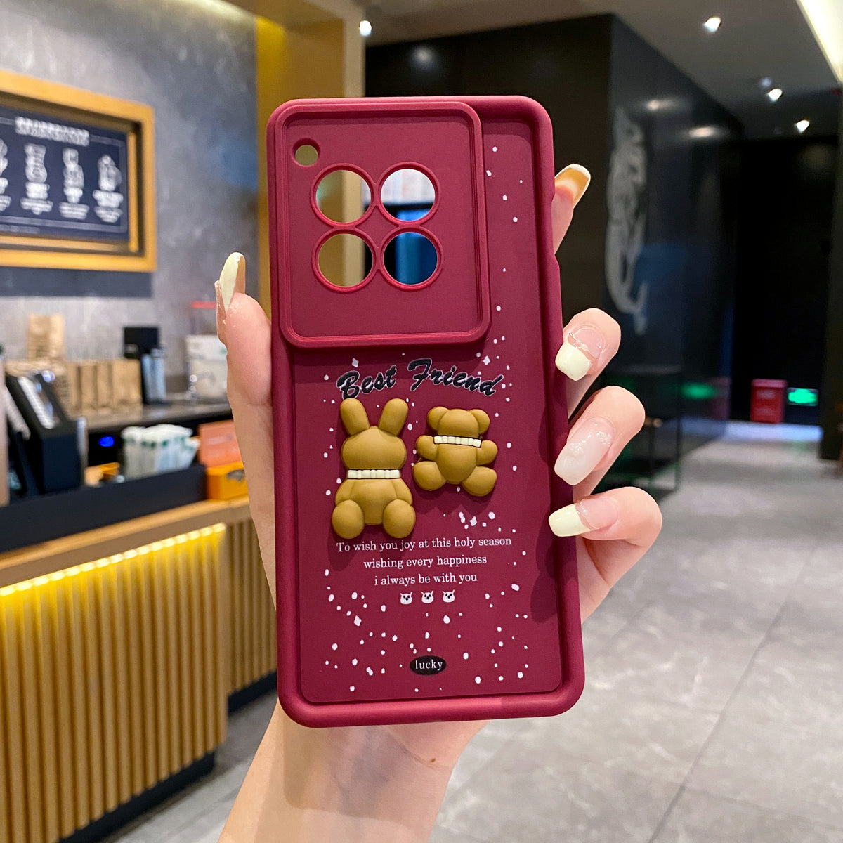 OnePlus 12R 5G Teddy Bear Soft Silicone Cute 3D Cartoon Back Cover Case - Teddy Bear