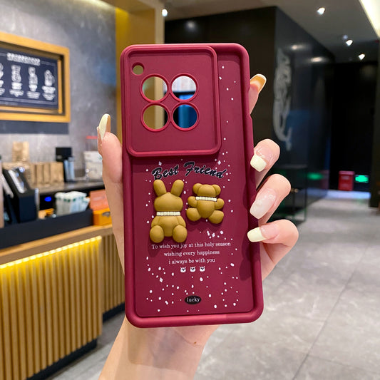 OnePlus 12R 5G Teddy Bear Soft Silicone Cute 3D Cartoon Back Cover Case - Teddy Bear