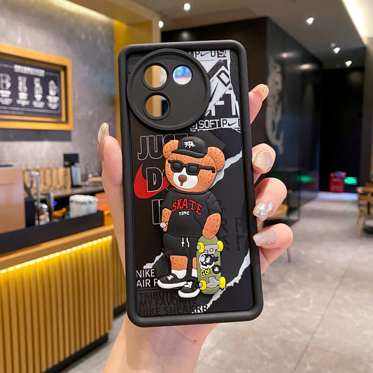 Vivo V30e 5G Bear Soft Silicone Cute 3D Cartoon Back Cover Case - Bear
