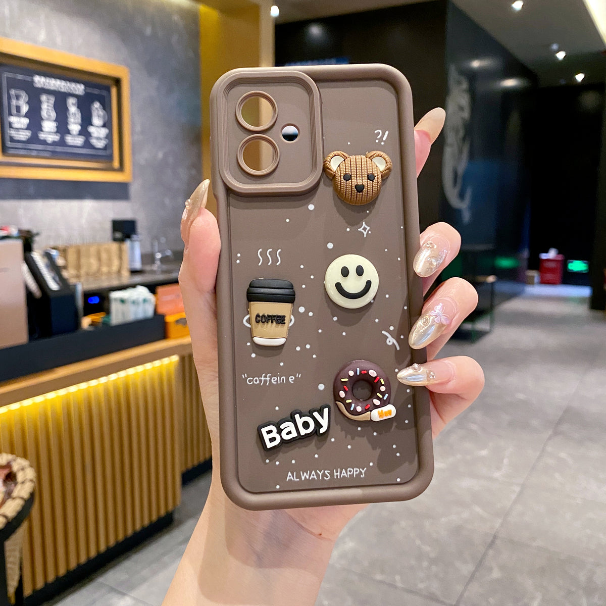 Motorola Moto G54/G64 5G Coffee Soft Silicone Cute 3D Cartoon Back Cover Case - Brown