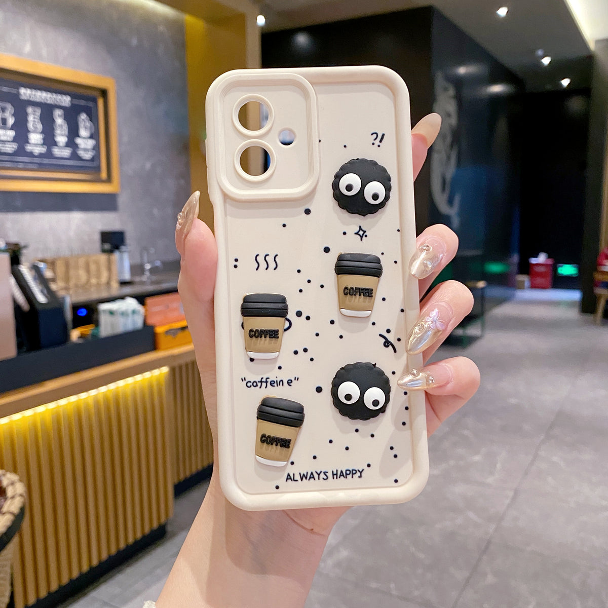 Motorola Moto G54/G64 5G Coffee Soft Silicone Cute 3D Cartoon Back Cover Case - Cream White