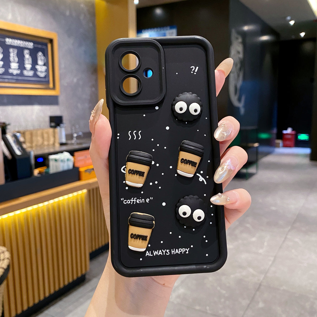 Motorola Moto G54/G64 5G Coffee Soft Silicone Cute 3D Cartoon Back Cover Case - Black