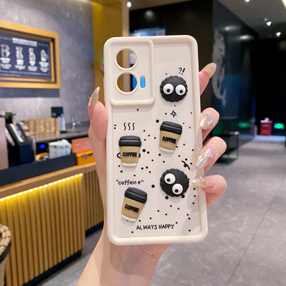 Motorola Moto G85 5G Coffee Soft Silicone Cute 3D Cartoon Back Cover Case - Cream White