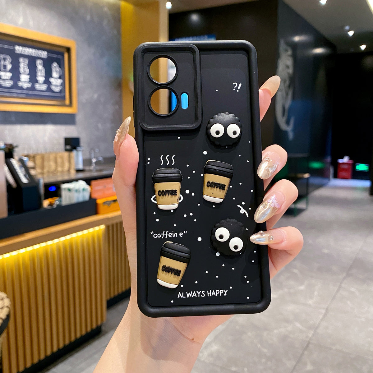 Motorola Moto G85 5G Coffee Soft Silicone Cute 3D Cartoon Back Cover Case - Black