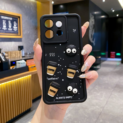 Motorola Moto EDGE 50 Pro 5G Coffee Soft Silicone Cute 3D Cartoon Back Cover Case - Black