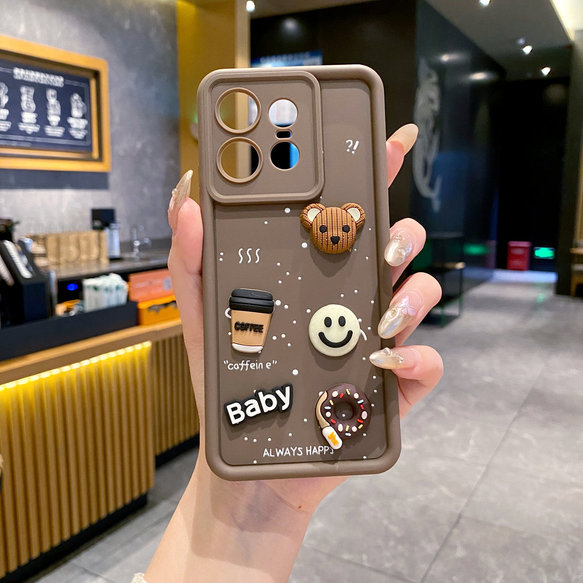Motorola Moto EDGE 50 Pro 5G Coffee Soft Silicone Cute 3D Cartoon Back Cover Case - Brown