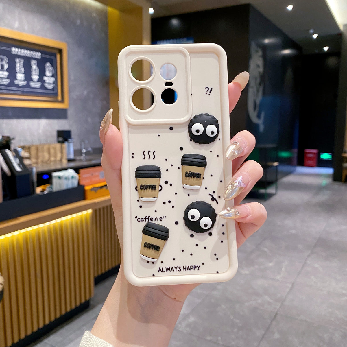 Motorola Moto EDGE 50 Pro 5G Coffee Soft Silicone Cute 3D Cartoon Back Cover Case - Cream White
