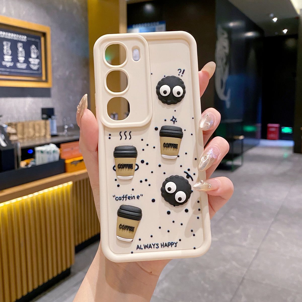 Vivo Y300 5G Coffee Soft Silicone Cute 3D Cartoon Back Cover Case - Cream White