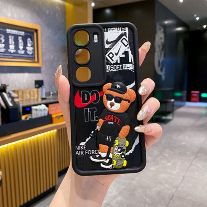 Vivo Y300 5G Bear Soft Silicone Cute 3D Cartoon Back Cover Case - Bear