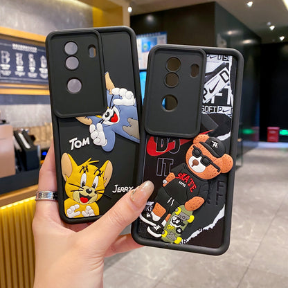 Vivo V40e/iQoo Z9s 5G Bear Soft Silicone Cute 3D Cartoon Back Cover Case - Bear