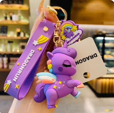 Combo (Pack Of 2) Cute Cartoon 3D Silicon PVC KeyRings - Unicorn 4