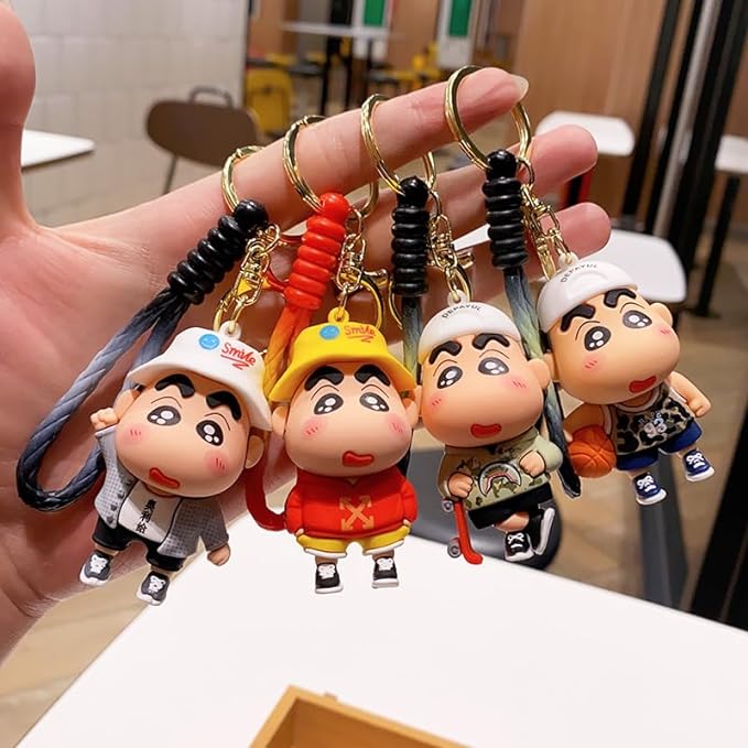 Combo (Pack Of 2) Cute Cartoon 3D Silicon PVC KeyRings - Shinchan