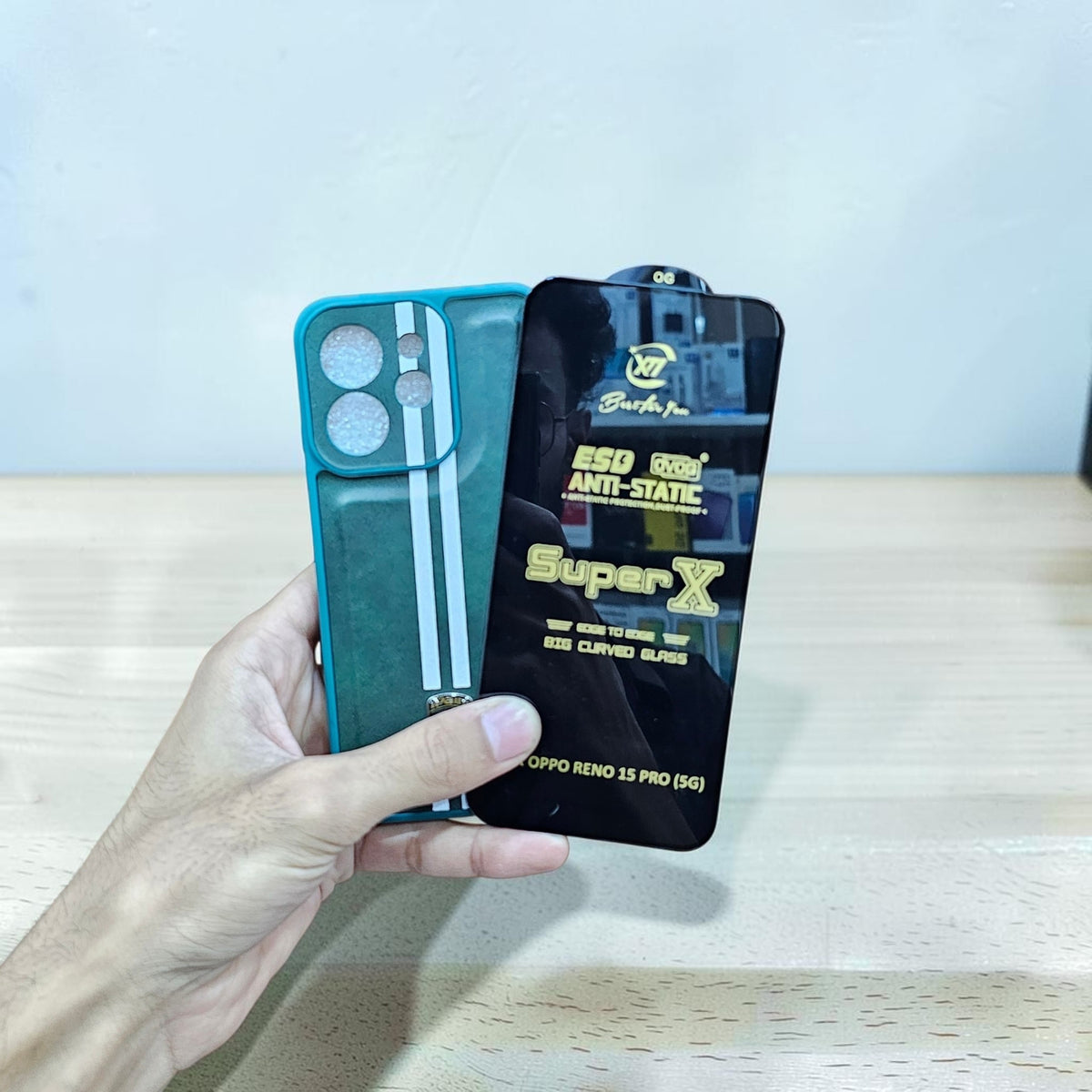 (Free Tempered)Oppo Reno 15 Pro Mini 5g Premium Car Logo Leather Back Case Pouch - pattern 4