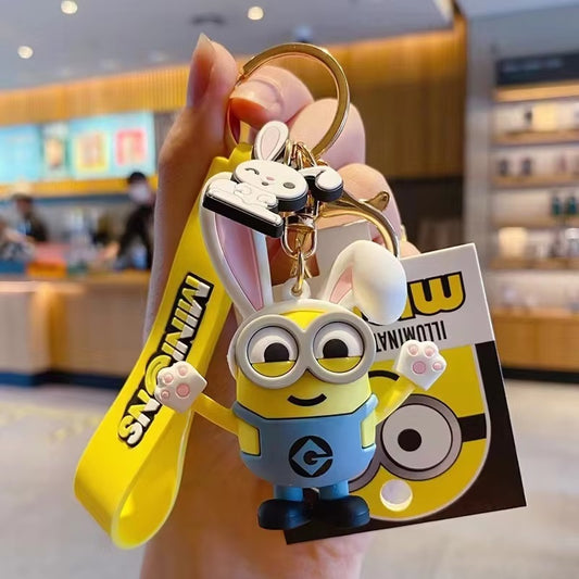 Combo (Pack Of 2) Cute Cartoon 3D Silicon PVC KeyRings - Minions