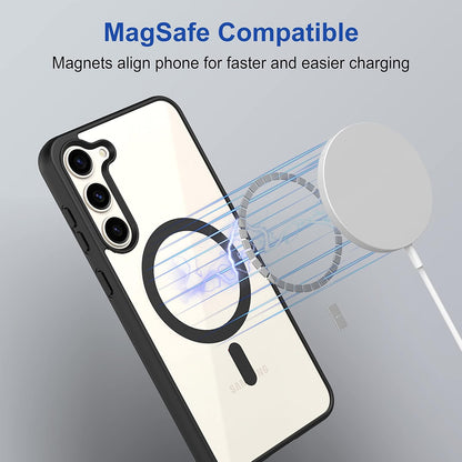 Samsung S23 5g Anti Yellow Clear Magsafe Back Case Cover - Black
