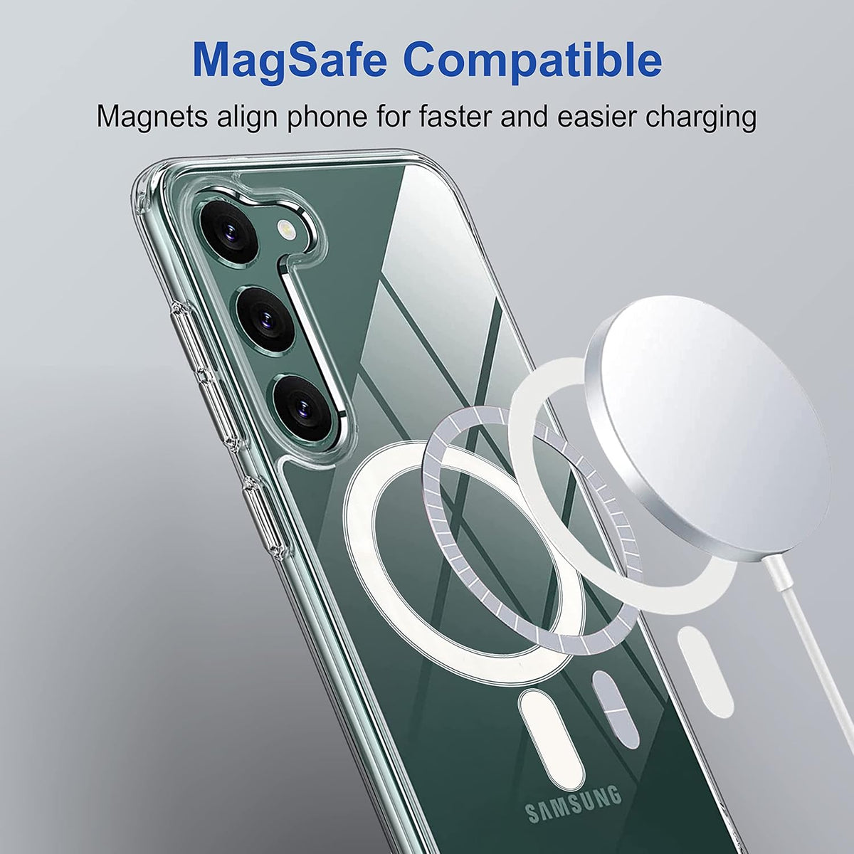 Samsung S23 5g Anti Yellow Clear Magsafe Back Case Cover - White