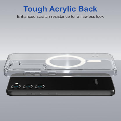 Samsung S23 5g Anti Yellow Clear Magsafe Back Case Cover - White