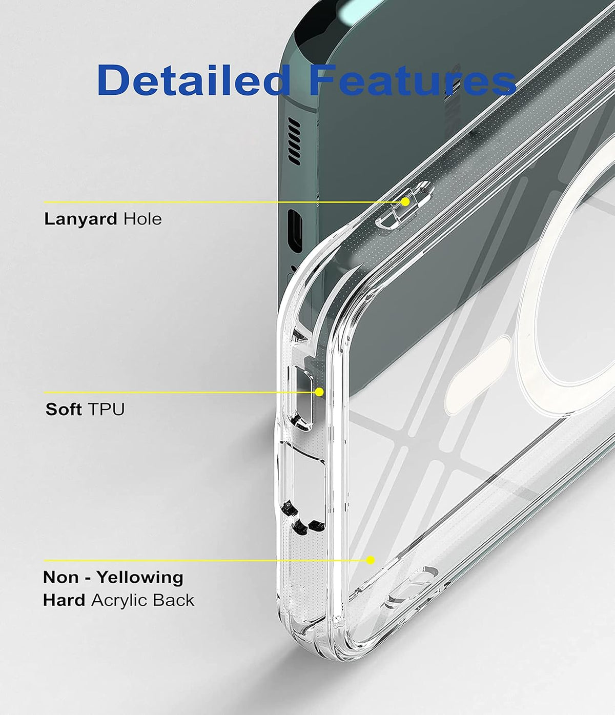 Samsung S23 5g Anti Yellow Clear Magsafe Back Case Cover - White