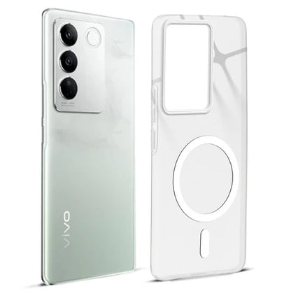 Vivo V27/V27 Pro 5g Crystal Clear Anti-Yellowing Wireless Charging Support Case - Crystal White