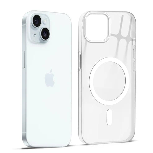 Apple iPhone 15 Premium Crystal Clear Anti-Yellowing Wireless Charging Support Case - Crystal White