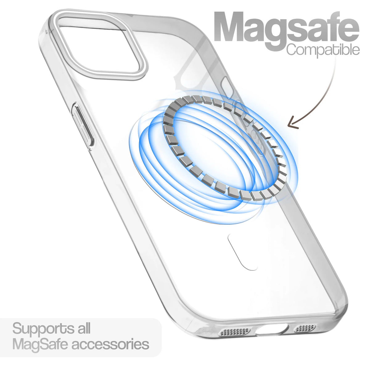 Apple iPhone 15 Premium Crystal Clear Anti-Yellowing Wireless Charging Support Case - Crystal White