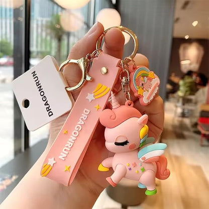 Combo (Pack Of 2) Cute Cartoon 3D Silicon PVC KeyRings - Unicorn 1
