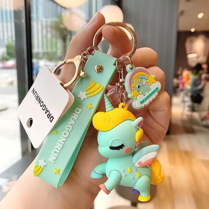 Combo (Pack Of 2) Cute Cartoon 3D Silicon PVC KeyRings - Unicorn 2