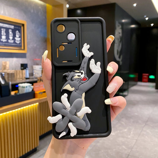 Vivo V30 5G Spinner Tom Soft Silicone Cute 3D Cartoon Back Cover Case - Spinner Tom