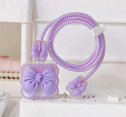 Apple iPhone 20W Charger Silicone Cartoon Case Cover - BowKnot