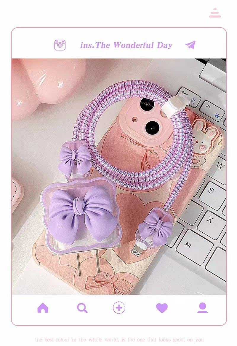 Apple iPhone 20W Charger Silicone Cartoon Case Cover - BowKnot