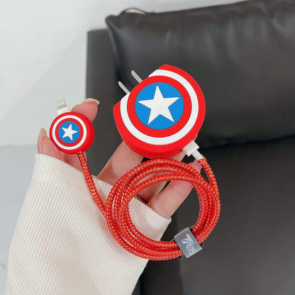 Apple iPhone 20W Charger Silicone Cartoon Case Cover - Captain America