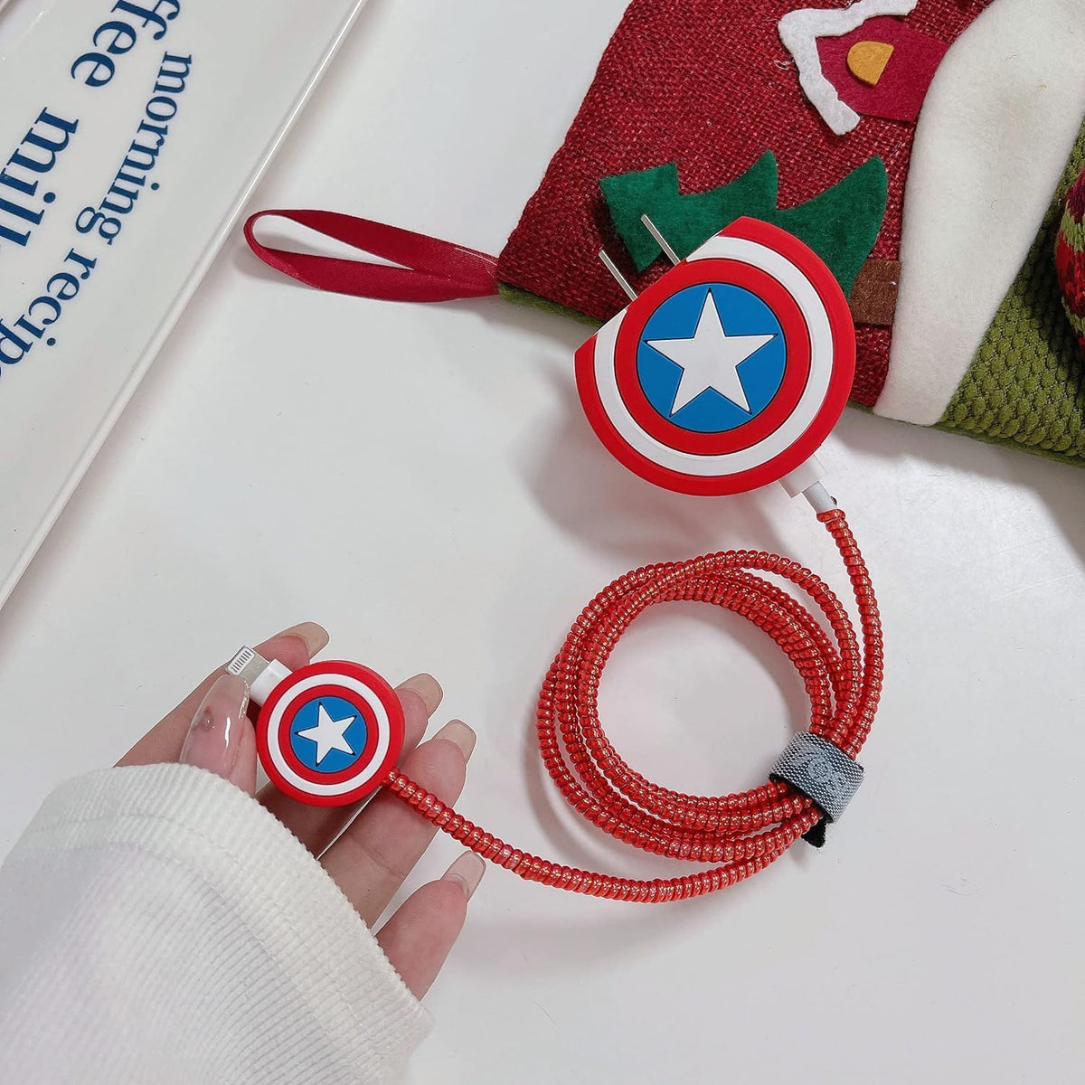 Apple iPhone 20W Charger Silicone Cartoon Case Cover - Captain America
