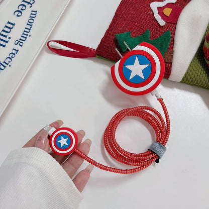 Apple iPhone 20W Charger Silicone Cartoon Case Cover - Captain America